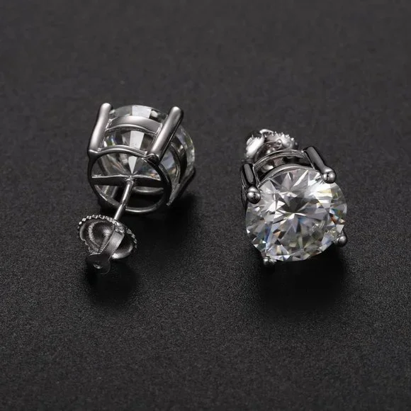 Certified 6ct. t.w. Moissanite Diamond Round Stud Earrings NEW A
